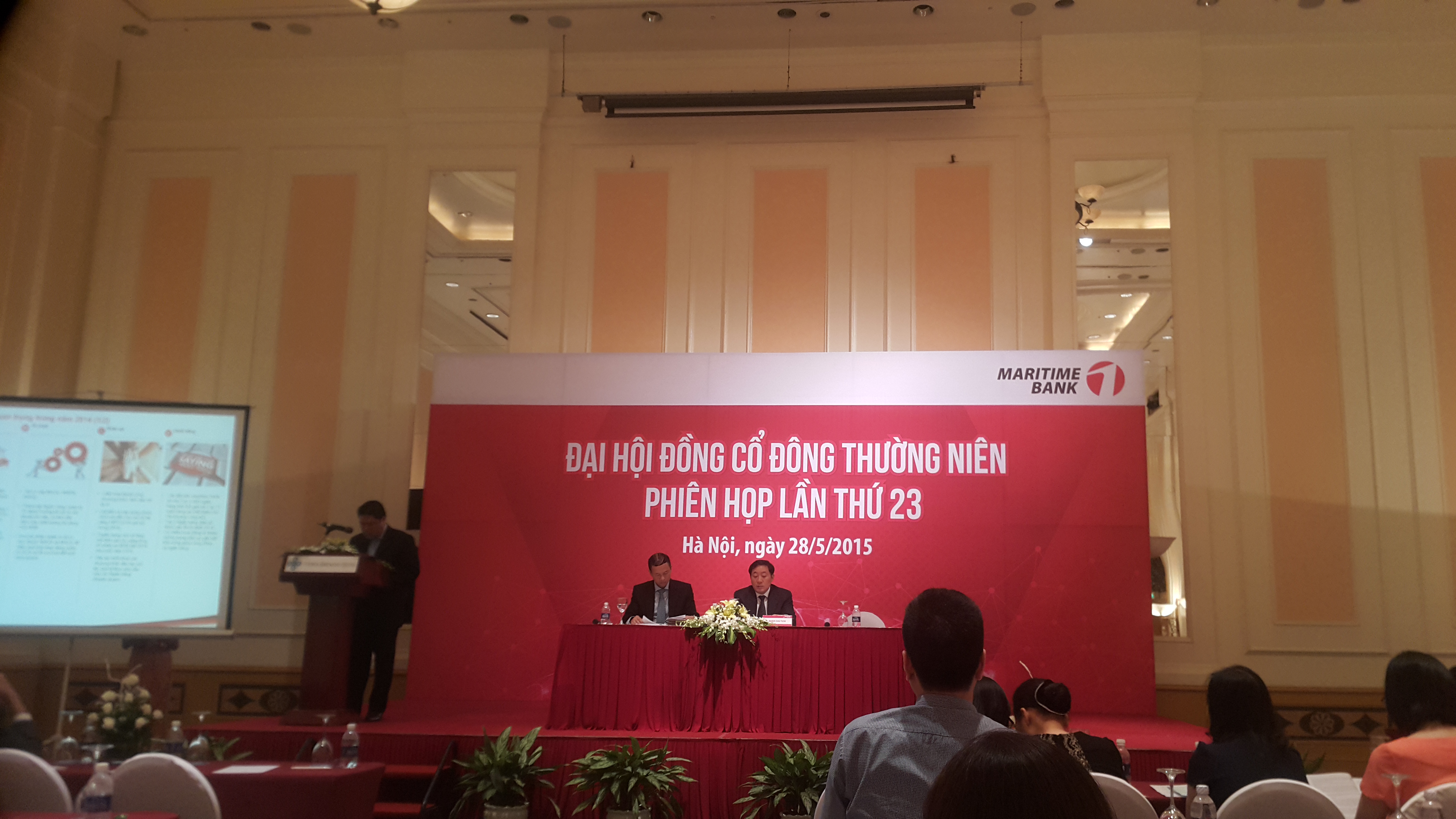 [ Trực tiếp ĐHCĐ Maritimebank ] Năm 2015 không chia cổ tức; tháng 7 hoàn thành sáp nhập MDB và TFC